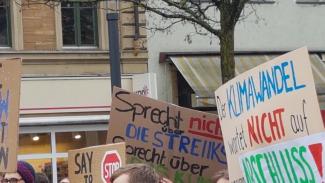 Plakate auf einer Schweinfurter Fridays-for-future-Demo